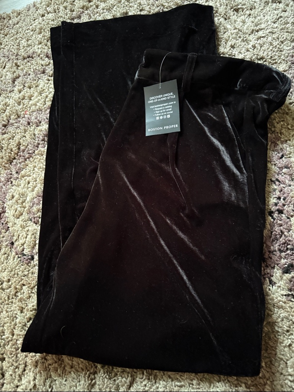 Boston Proper wide leg Black Velvet trouser pants